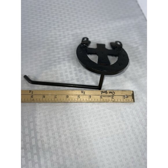 2 PIECE Cross HORSESHOE BATHROOM SET RUSTIC WESTERN DECOR TP Holder‎ Towel Ring - Picture 9 of 11